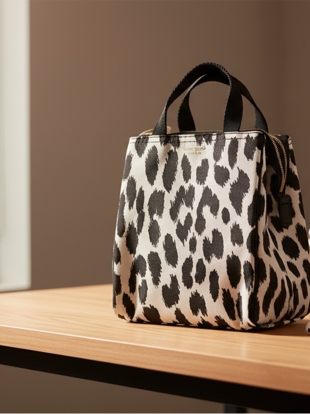 kate spade Leopard-Print Top-Handle Tote in Black and White